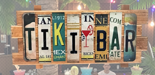 Tiki Bar Cut License Strip Sign