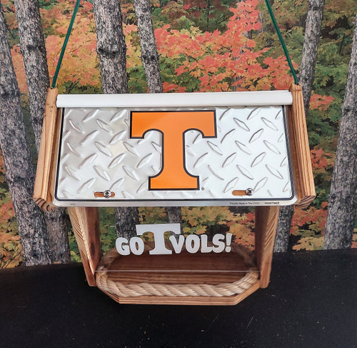 Tennessee (Volunteers) Diamond Plate Deluxe Cedar Two Sided Bird Feeder