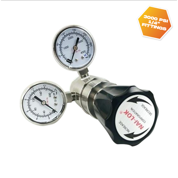 Nai-Lok Pressure Gauge Regulator - 3500 PSI 1/4" Fittings