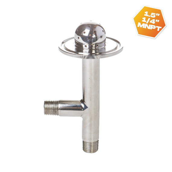 1.5"-1/4" MNPT Inlet Valve Tee Piece With Shower Head Only (No Taps - No Fittings)