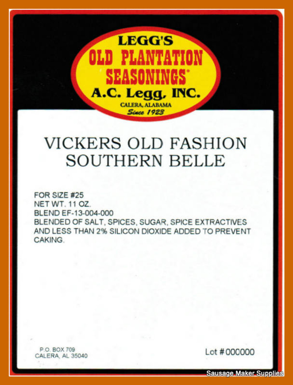 Vickers Old Fashion Southern Belle Sausage Seasoning