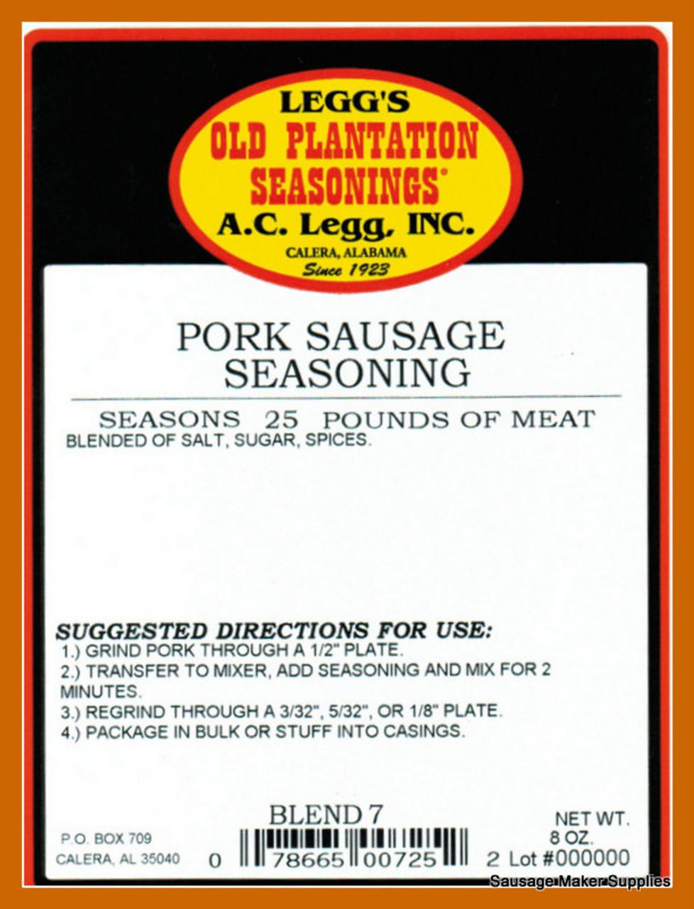 A.C. LEGG #7 - Pork Sausage Seasoning