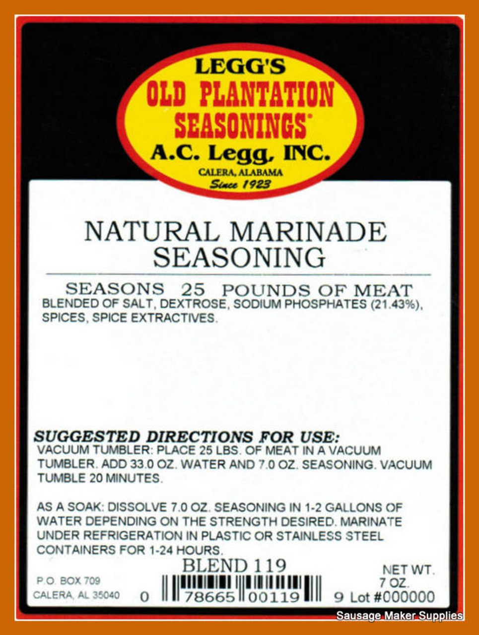 A.C. LEGG OLD PLANTATION Natural Marinade Blend 119