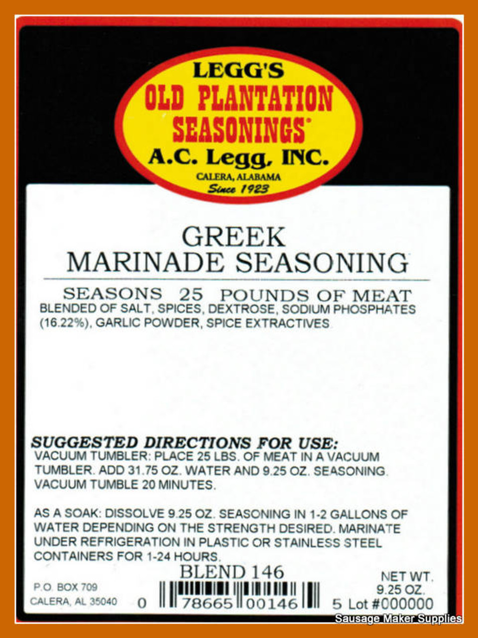 A.C. LEGG #146 - Greek Marinade Seasoning