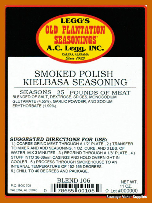 A.C. LEGG #106 - Smoked Polish Kielbasa Seasoning