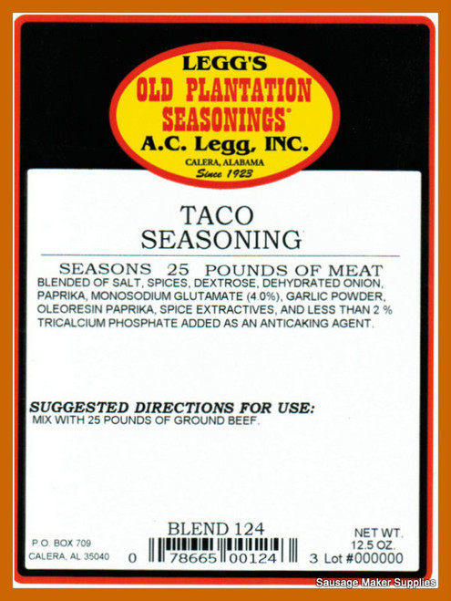 A.C. LEGGS OLD PLANTATION Taco Seasoning Blend 124 