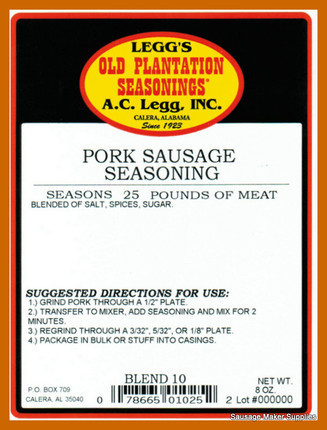A.C. LEGG #10  -  Pork Sausage Seasoning (50#)