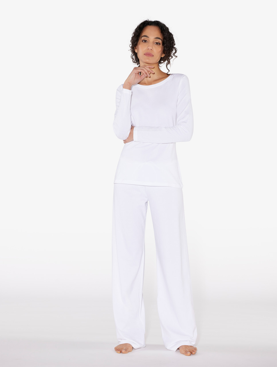 Silk trousers in off-white