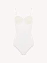 White Lycra control fit body with Chantilly lace_0