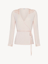 Long-sleeved wrap top in pink_0