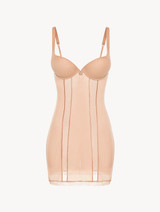 Slip Dress in sand stretch tulle_0