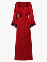 Red long silk robe with frastaglio_0