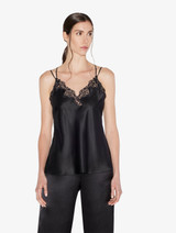 Black camisole in silk with macramé frastaglio_1