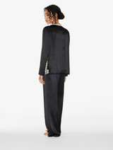 Black silk long pyjamas with frastaglio_2