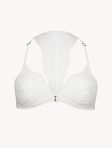 Soft Triangle Bra in Off White with Cotton Leavers Lace_0