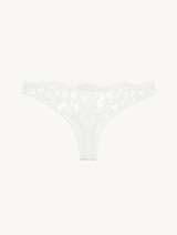 Thong in Off White with Cotton Leavers Lace_0