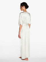 Off-white long silk robe with  macramé_2