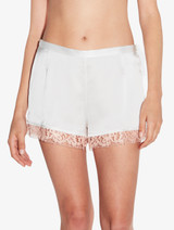 Silk Shorts with Leavers lace in White_1