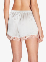 Silk Shorts with Leavers lace in White_2