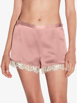 Silk Shorts with Leavers lace in Pink_1