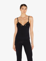 Cashmere Blend Ribbed Camisole in Onyx with Frastaglio_1