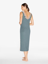 Long Cashmere Blend Ribbed Nightgown in Sleepy Dream with Frastaglio_2
