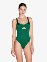 Cut-out Swimsuit in green_1