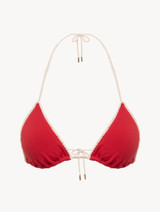 Monogram Triangle Bikini Top in red_0