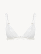 Soft Triangle Bra in Off White with Leavers lace_0
