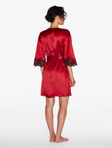 Red silk short robe with black frastaglio_2