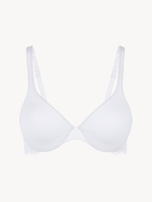 Lycra Underwired Bra in White with Chantilly Lace
