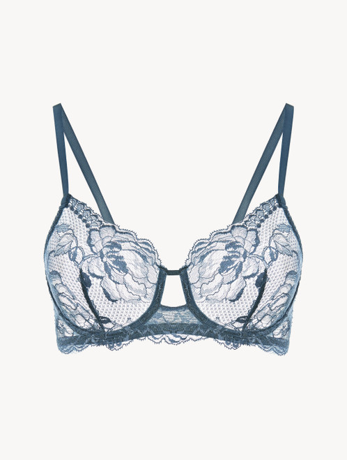 Dark blue lace underwired bra_4