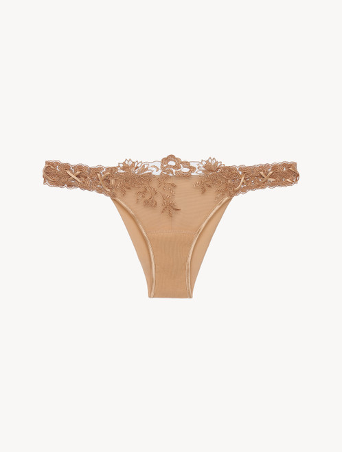 Brazilian Brief in beige Lycra with embroidered tulle_4