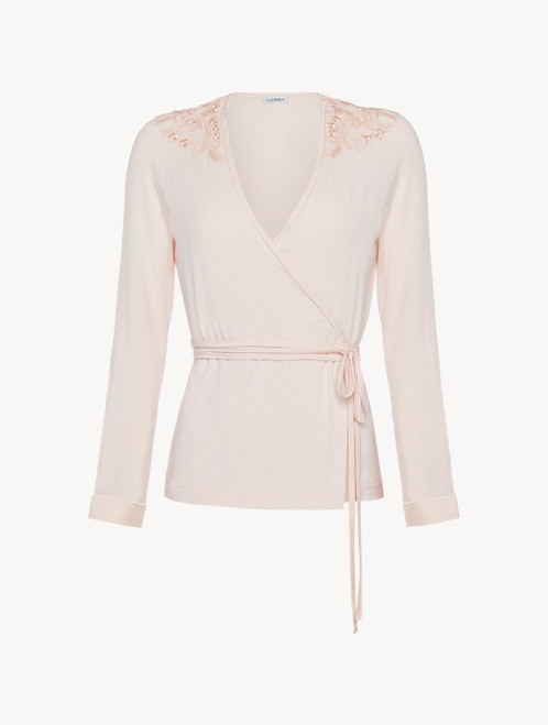 Long-sleeved wrap top in pink_3