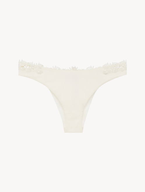Brazilian brief in off-white Lycra with macramé_2