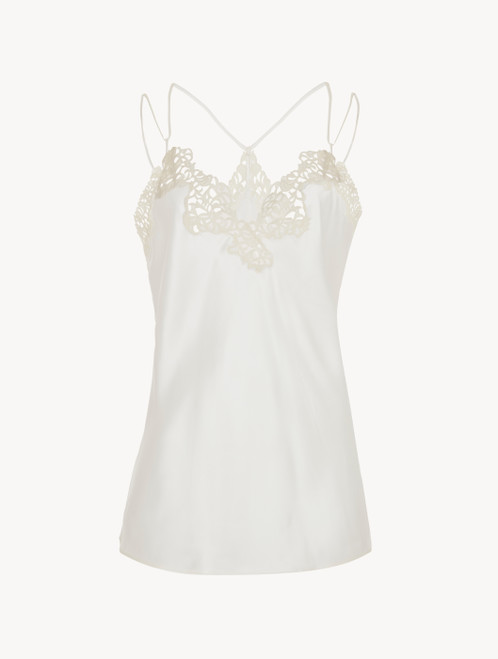 Off-white camisole in silk with macramé frastaglio_3