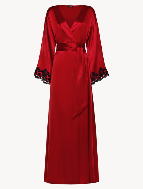 Red long silk robe with frastaglio_3