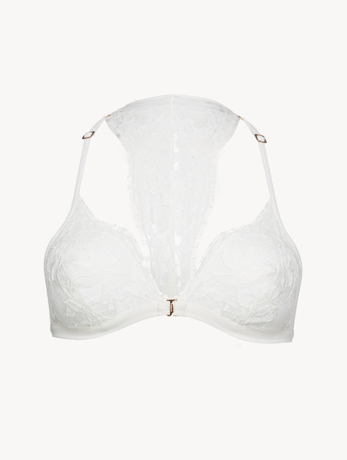 Soft Triangle Bra in Off White with Cotton Leavers Lace_2