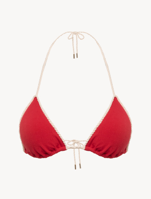 Monogram Triangle Bikini Top in red_4