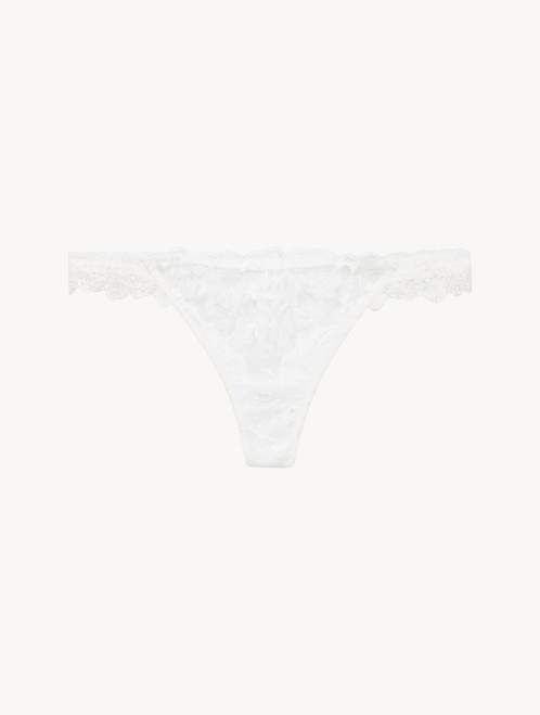 Thong in Off White with Leavers lace_1