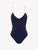 Monogram V-neck Swimsuit in Navy_0