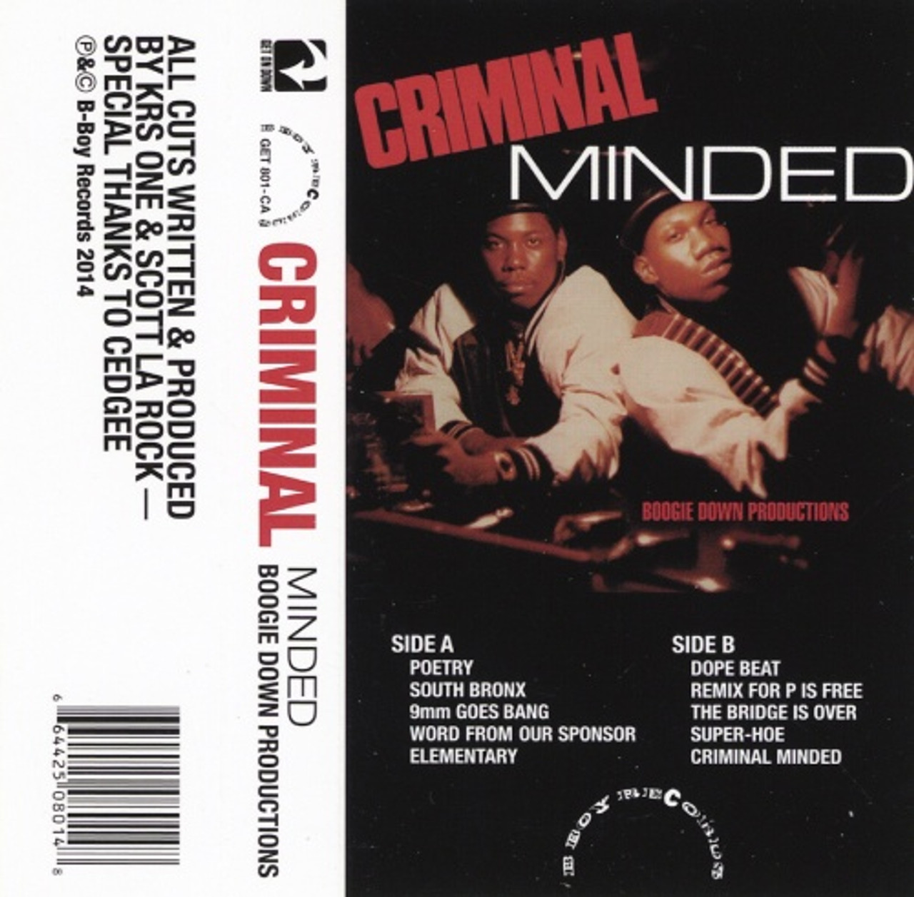 Boogie Down Productions - Criminal Minded - Cassette | Ear Candy Music