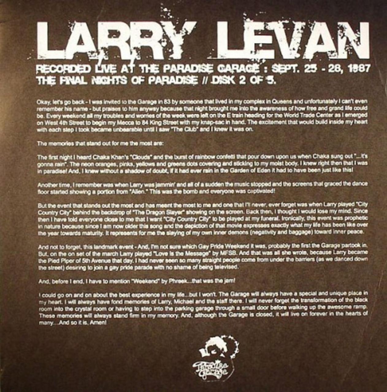 Larry Levan - Final Nights Of Paradise 2/5 - 12