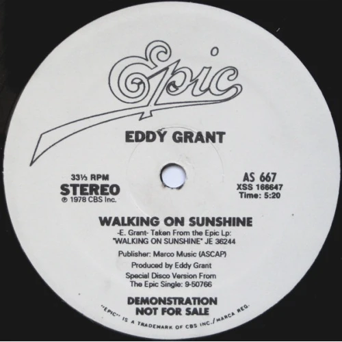 Eddy Grant - Walking On Sunshine / Electric Avenue - 12" Vinyl