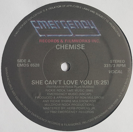 Chemise - She Can't Love You - 12" Vinyl