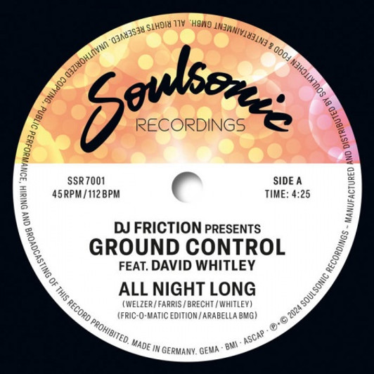 DJ Friction Presents Ground Control - All Night Long / Funkin' On The One - 7" Vinyl