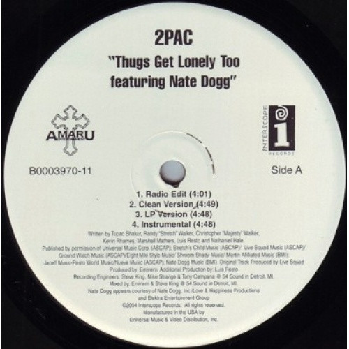 Tupac - Thugs Get Lonely Too - 12" Vinyl