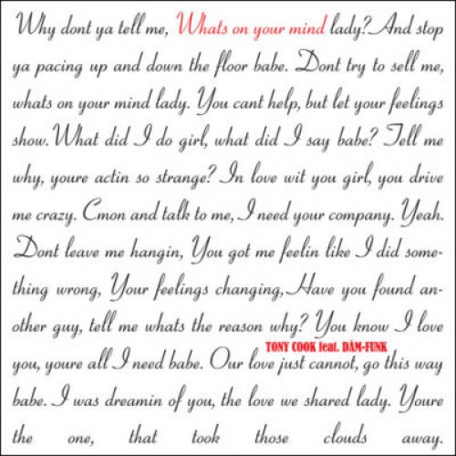 Tony Cook - What's On Your Mind? - 12" Vinyl