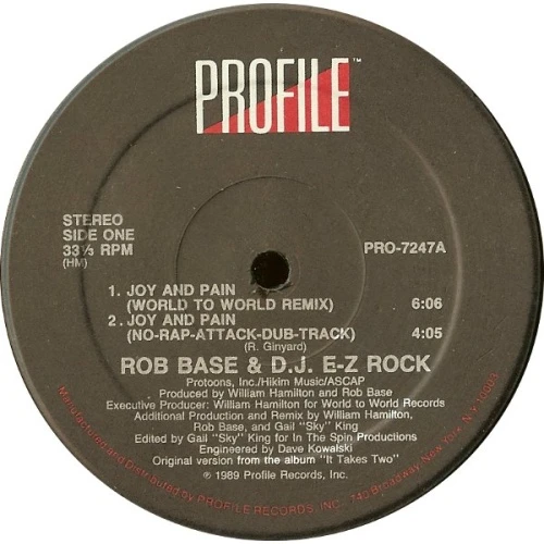 Rob Base & DJ EZ Rock - Joy & Pain - 12" Vinyl