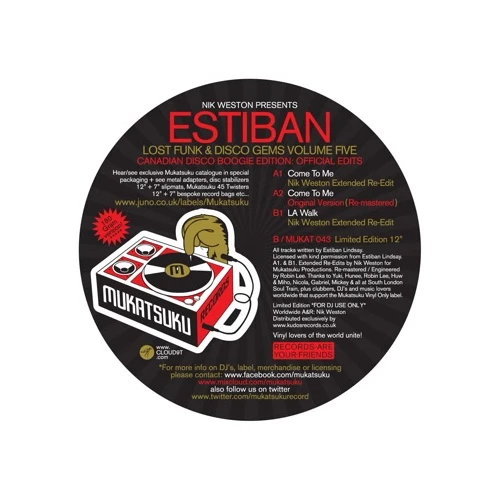 Nik Weston Presents Estiban - Lost Funk & Disco Gems Vol. 5 - Canadian Disco Boogie Edition - 12" Vinyl